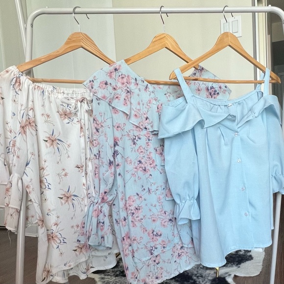 Summer Floral Off Shoulder Cute Pastel Tops! - Picture 1 of 4